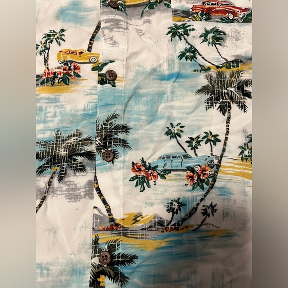 Campia Men’s Extra Large Hawaiian Beach Print Button Up Short Sleeve Shirt - Picture 8 of 13